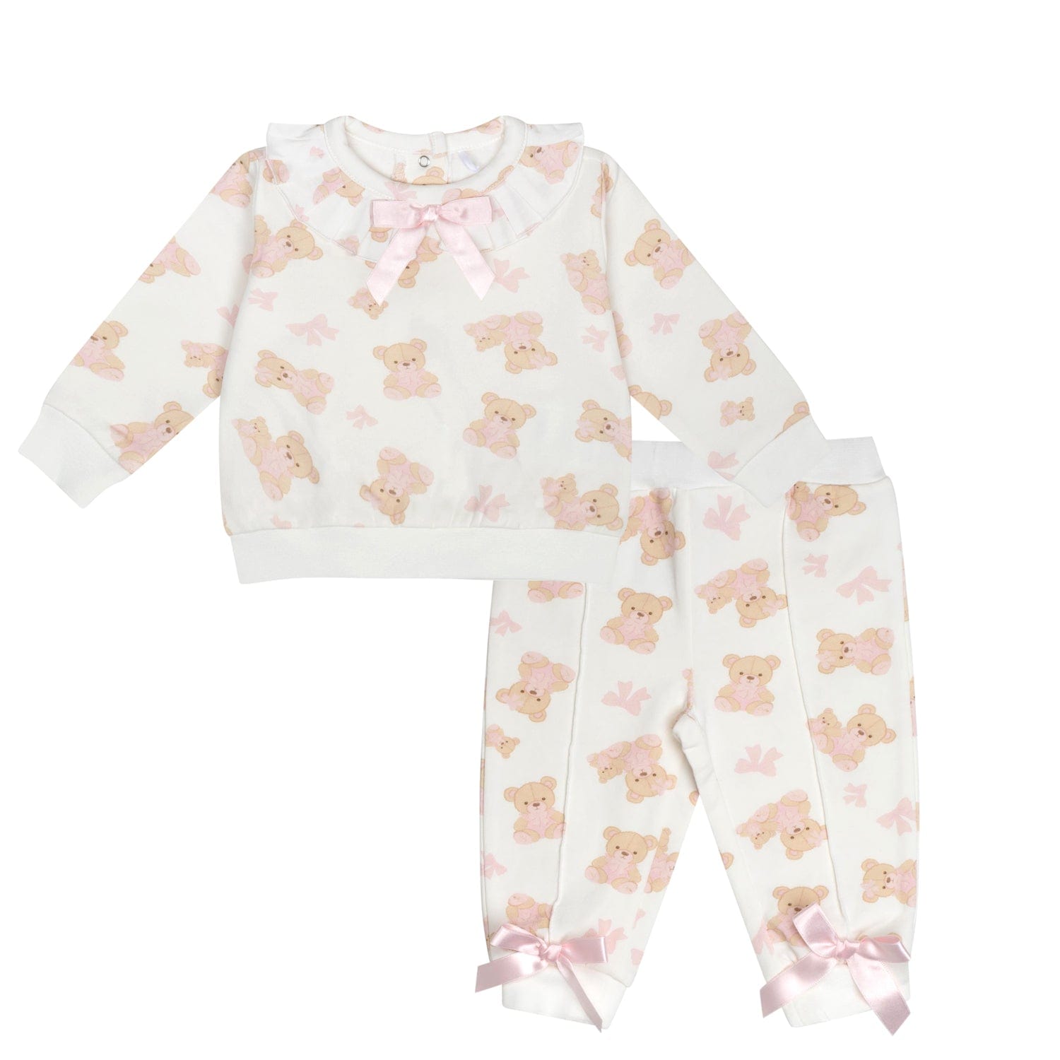 LITTLE A - Bear Hugs Giselle Bear Print Tracksuit- Snow White