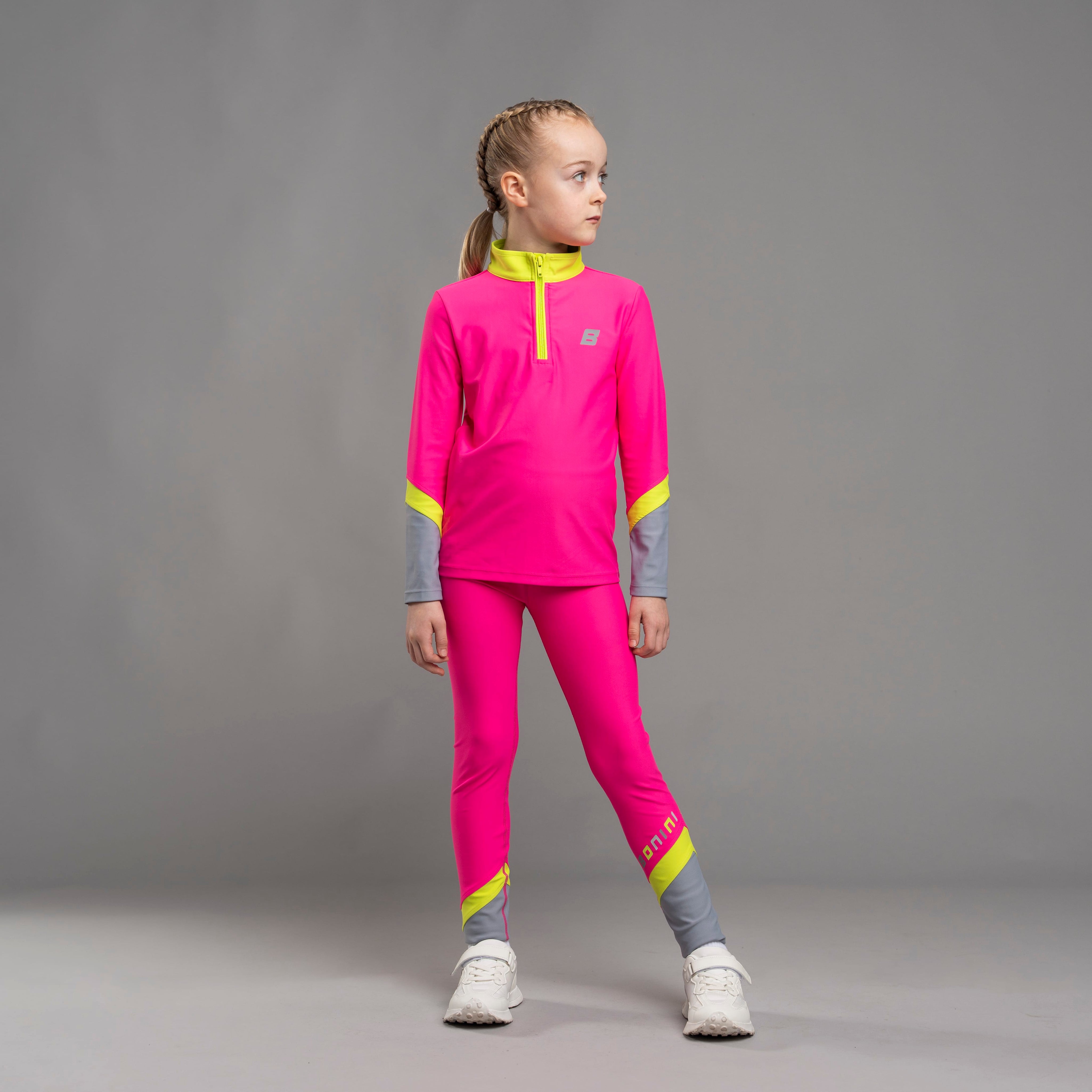BONINI BY A DEE - Motion & Sprint Quarter  Zipper & Panel Legging - Hot Pink