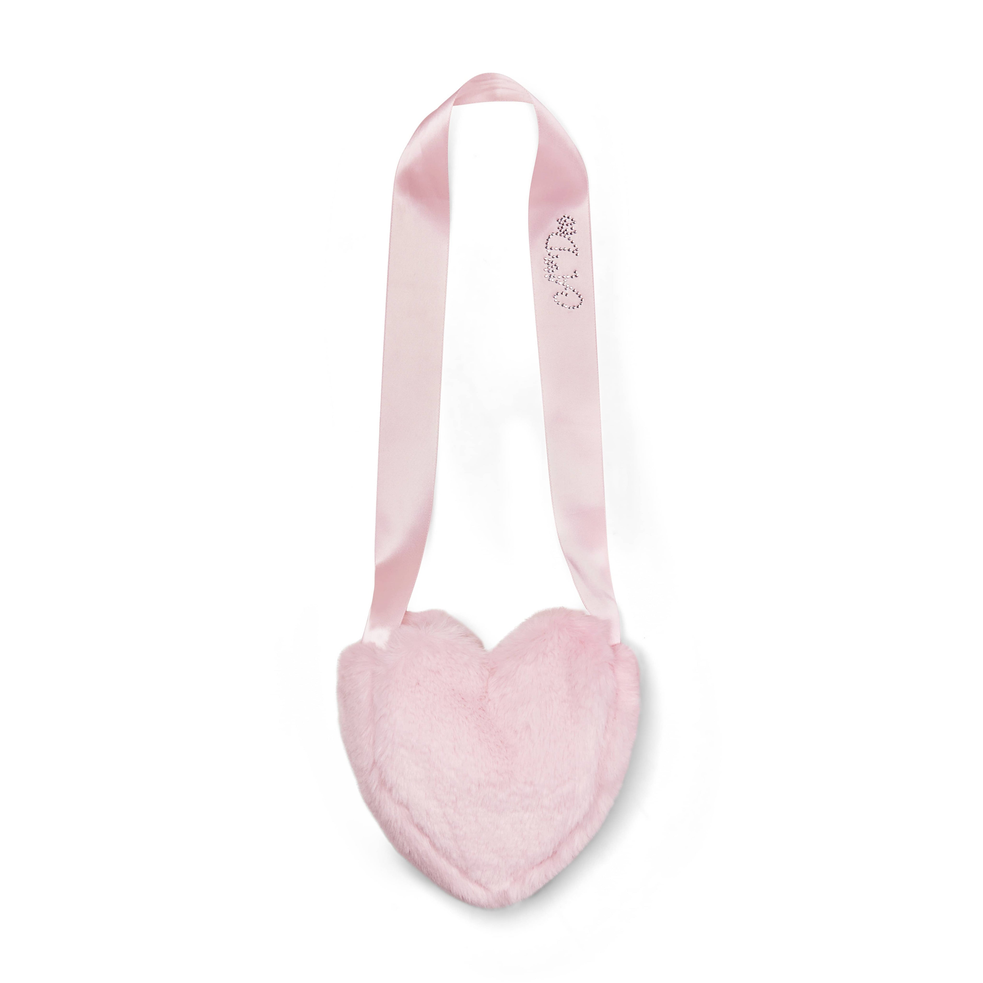 A DEE - Winter Bloom Alma Fur Heart Bag - Pale Pink