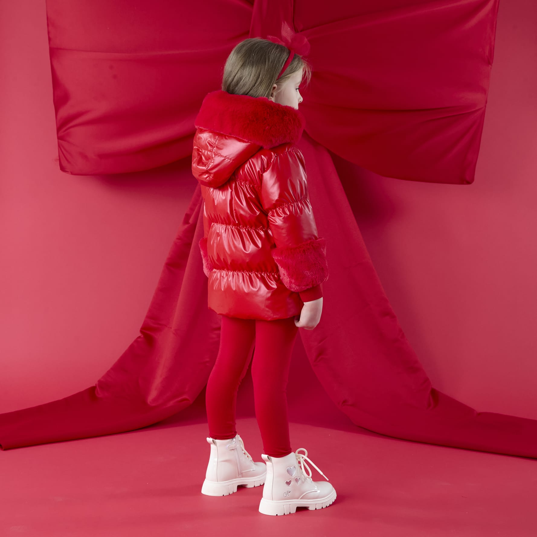 A DEE - Christmas Capsule Avery Short Fur Trim Jacket - Red