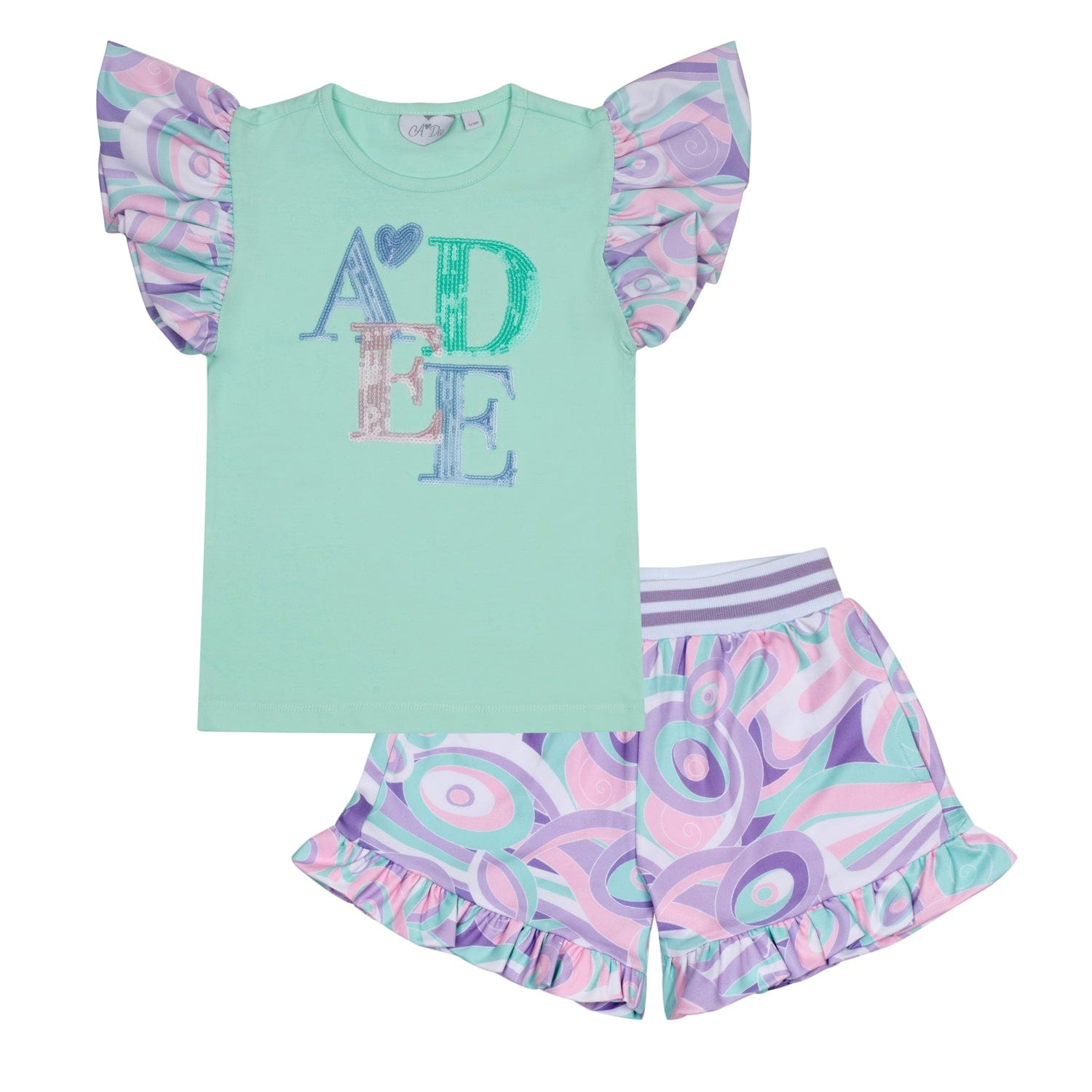 A DEE - Nancy Popping Pastels Print Short Set - Mint