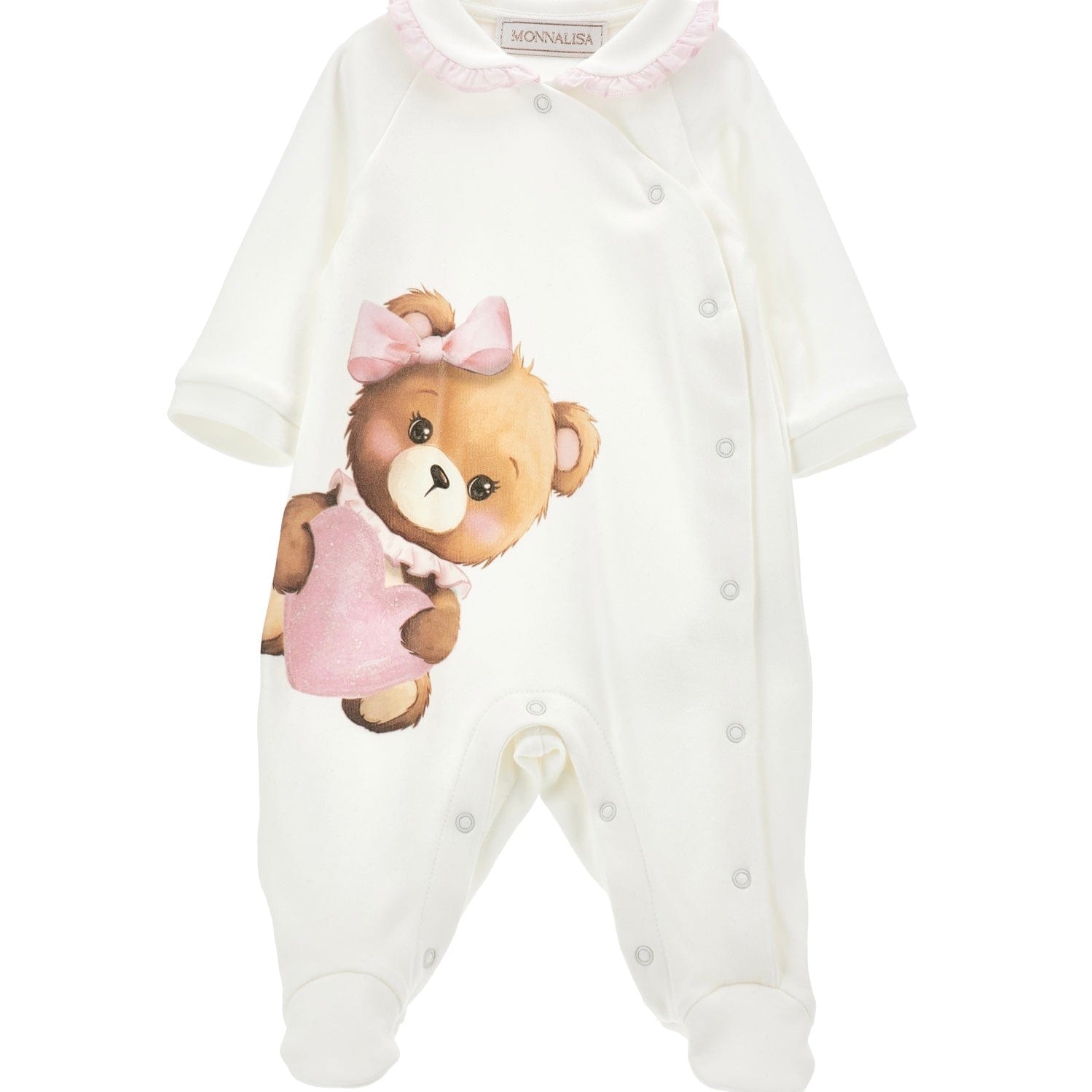 MONNALISA - Teddy Heart Babygrow  - Pink