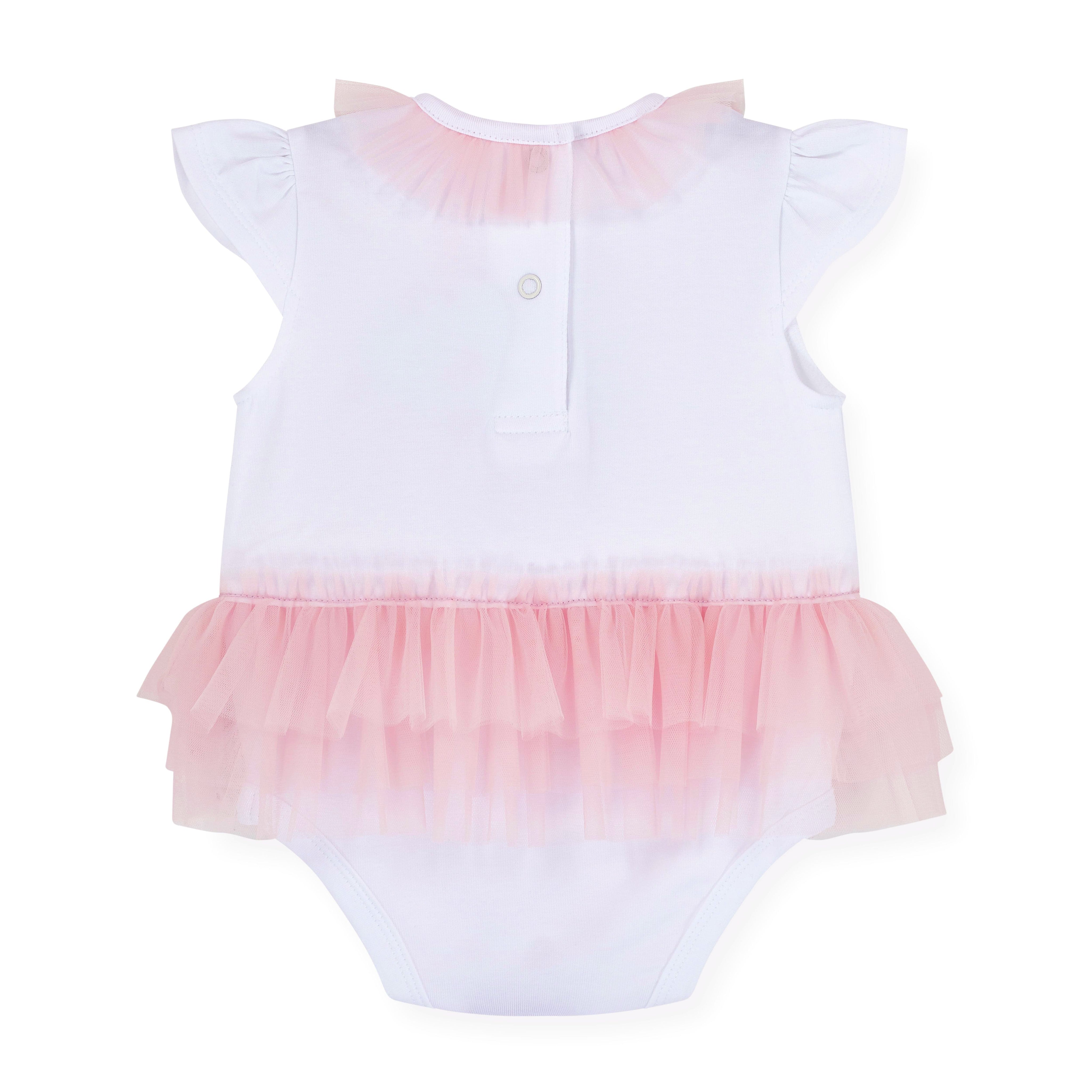 LITTLE A - Perfectly Pink Octavia Tulle Romper - White