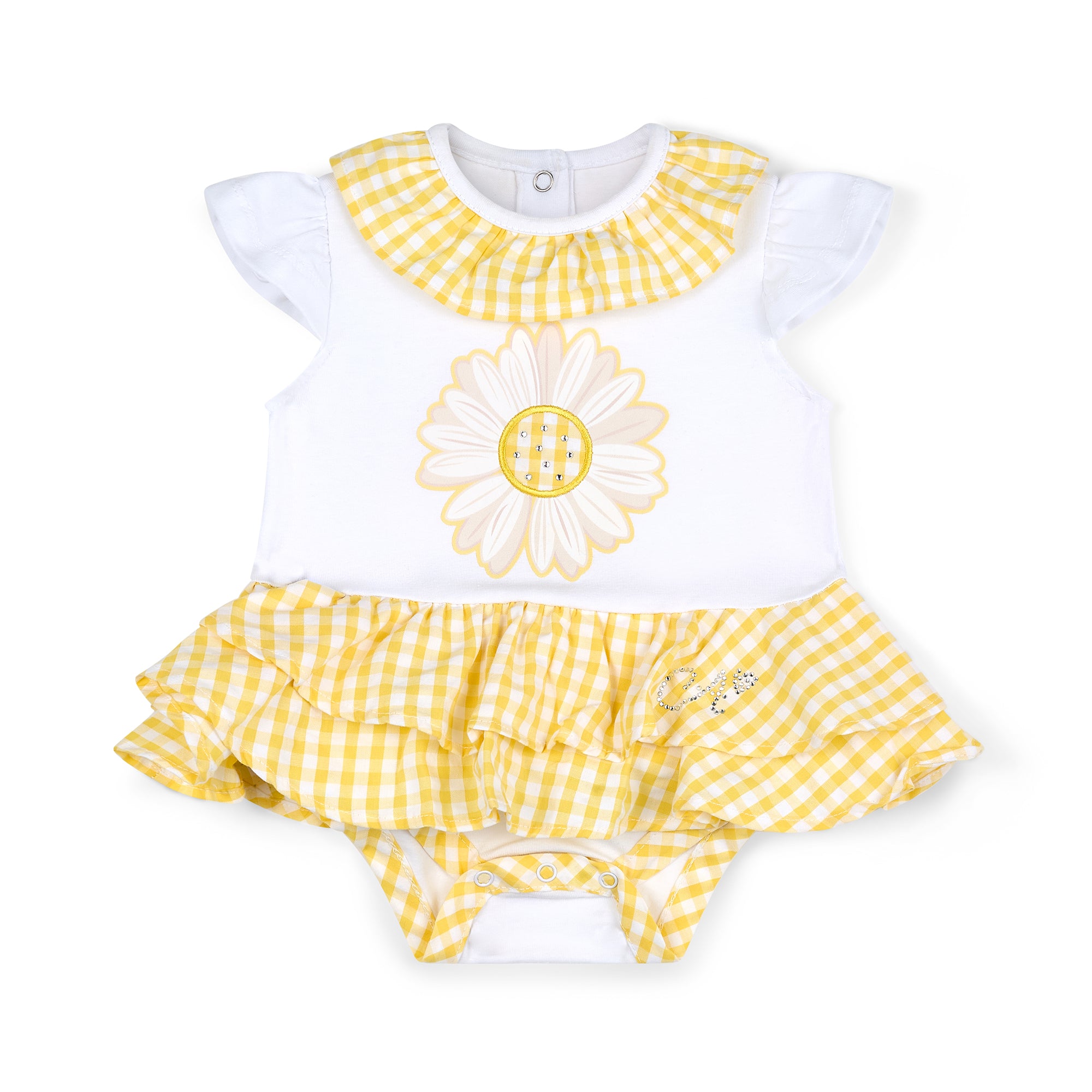 LITTLE A - Billie Daisy Jersey Romper - Bright White