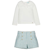 ABEL & LULA - Tweed Shorts & Top - Aqua
