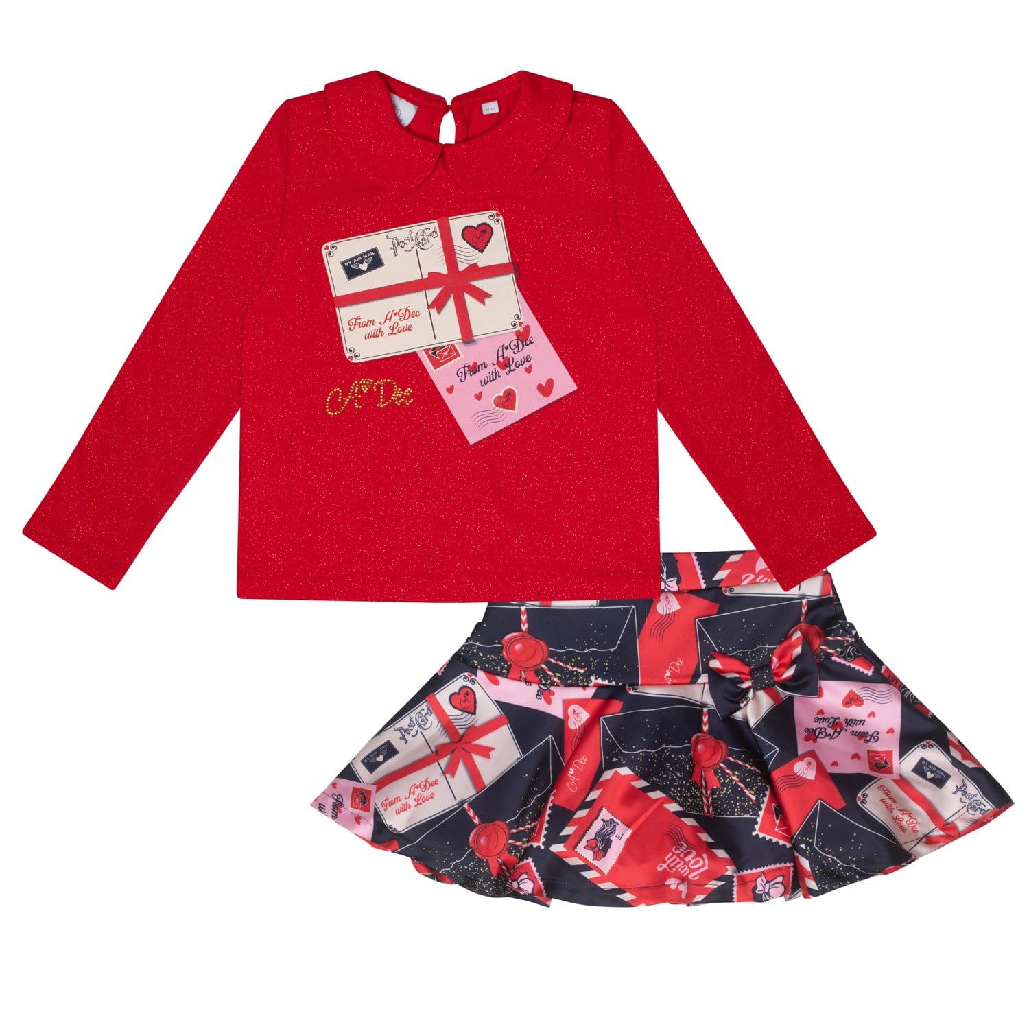 A DEE - From A Dee With Love Roxy Envelope Print Skirt Set - Red