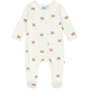 HUGO BOSS - Cotton Print Babygrow  & Hat Set -  Cream