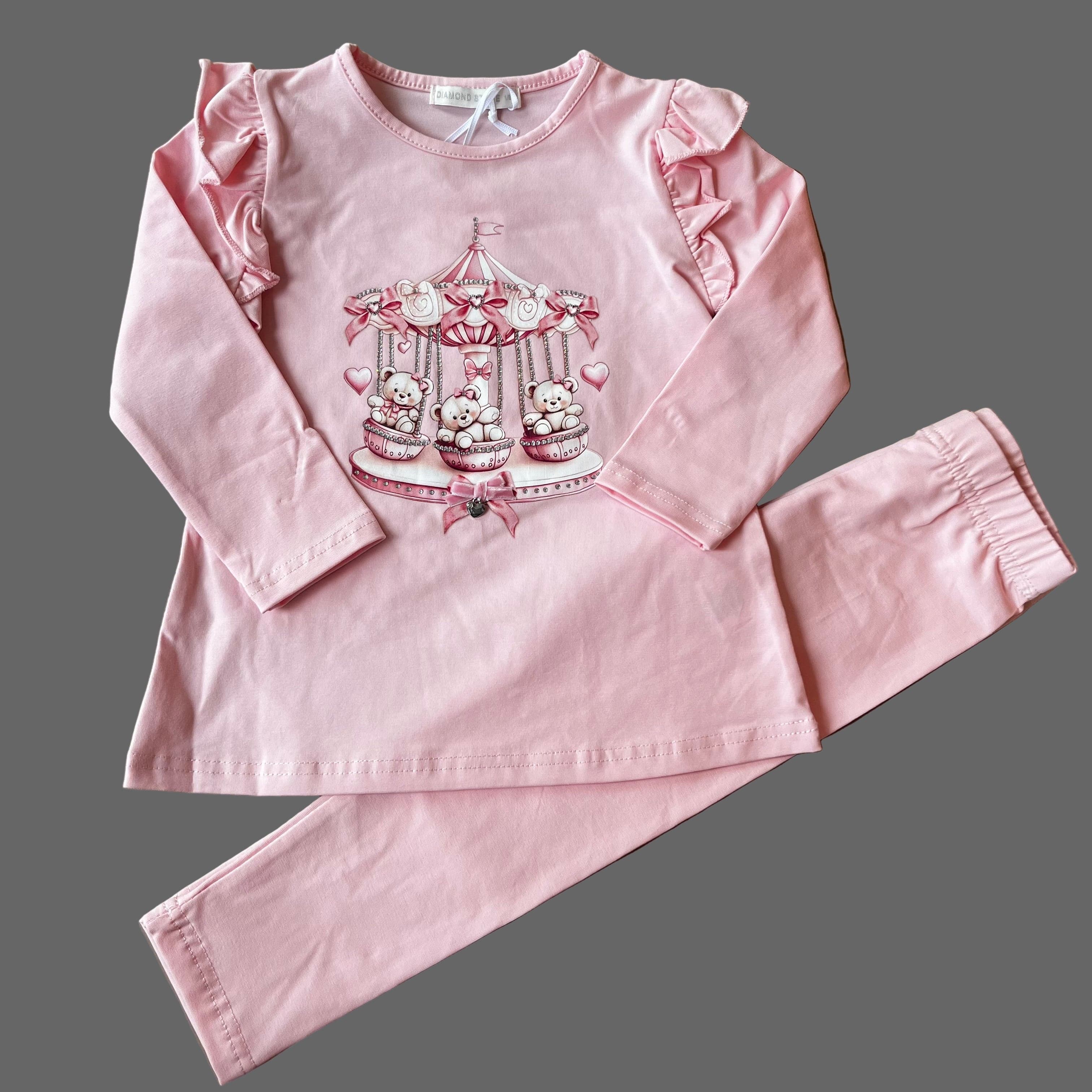 IS - Teddy Bear Carousel Leggings Set - Pink