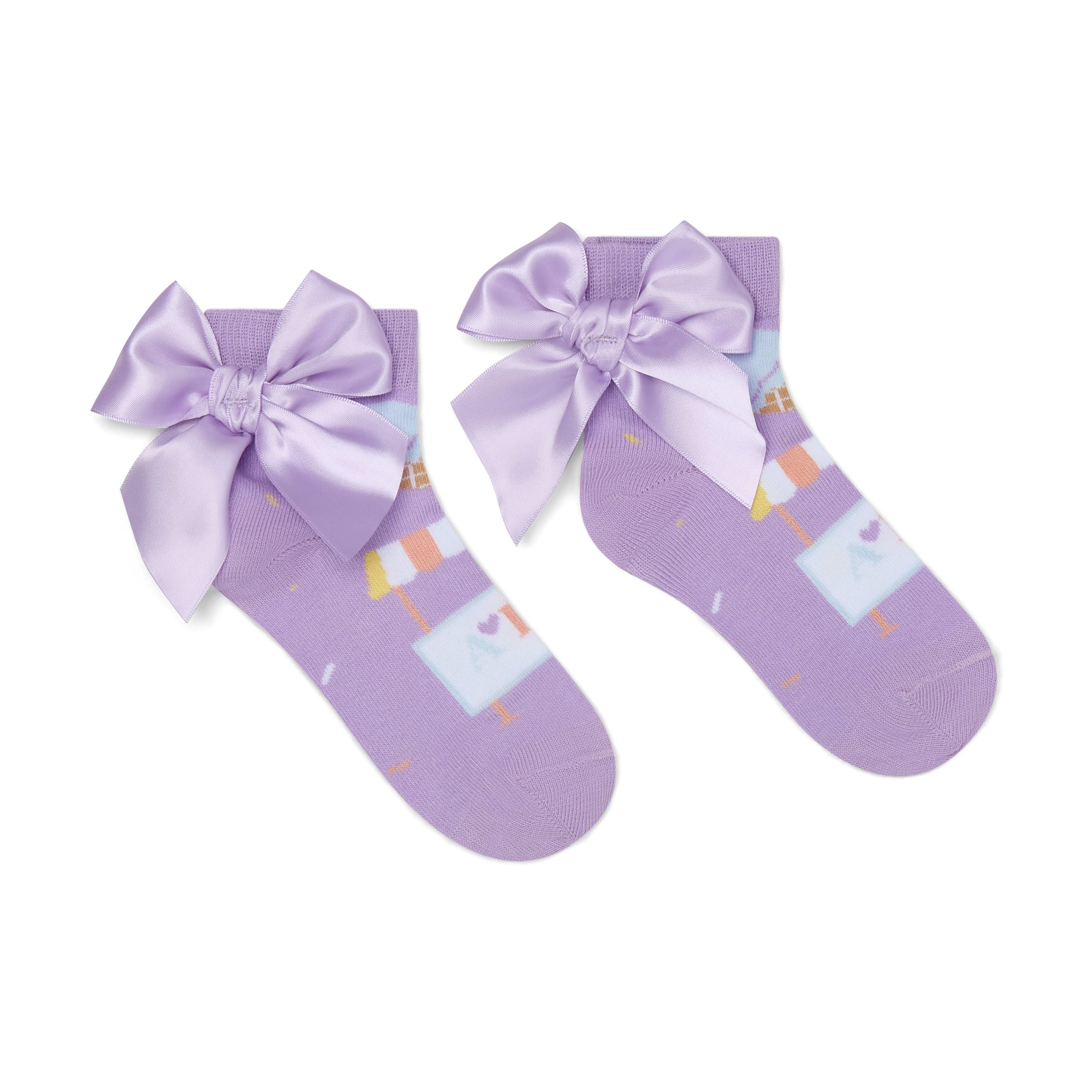 A Dee - Sade Ice Cream Print Ankle Socks - Lilac