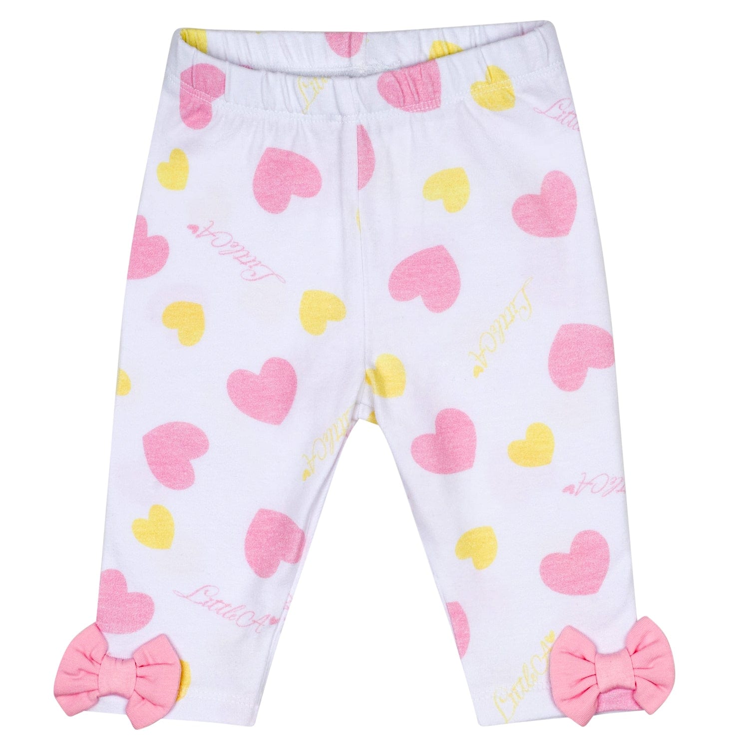 LITTLE A - Janice Pastel Hearts Heart Print Legging Set - White