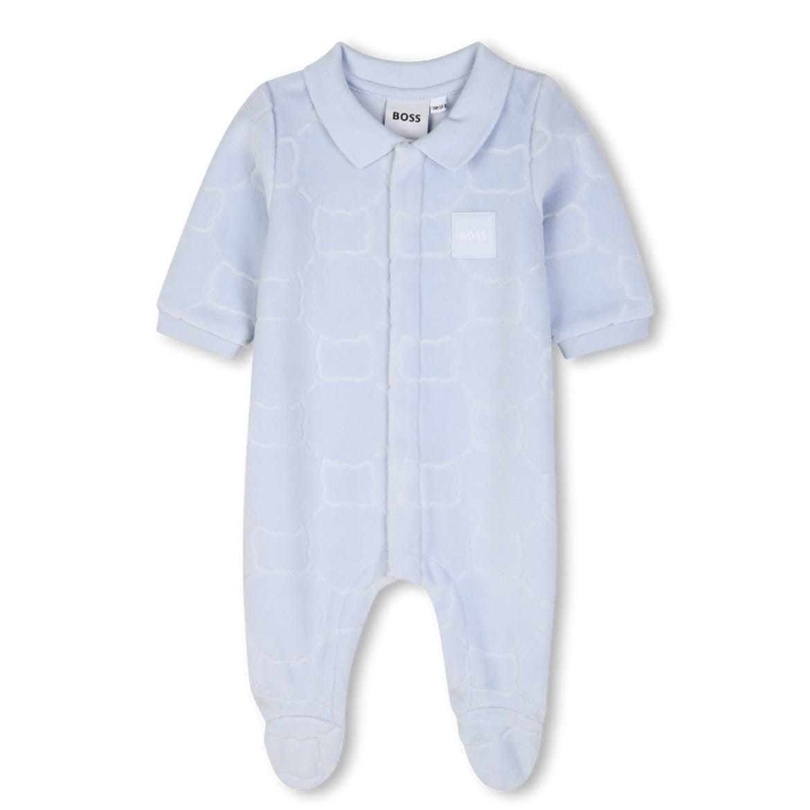 BOSS - Velour Babygrow & Hat Set -  Blue