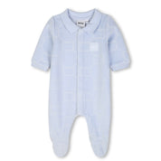 BOSS - Velour Babygrow & Hat Set -  Blue