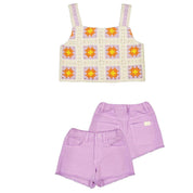MAYORAL - Crochet Top Short Set - Lilac