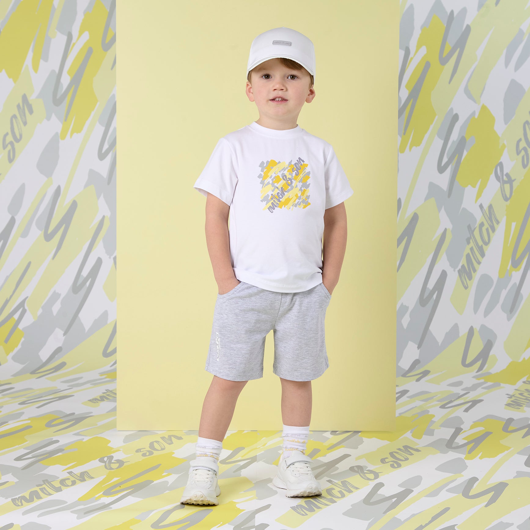 MITCH & SON - Gino Lemon Doodles Square Logo Soft Short Set - Bright White