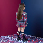 A DEE - Chevron Charm Charley Chevron Print Bomber Jacket - Navy