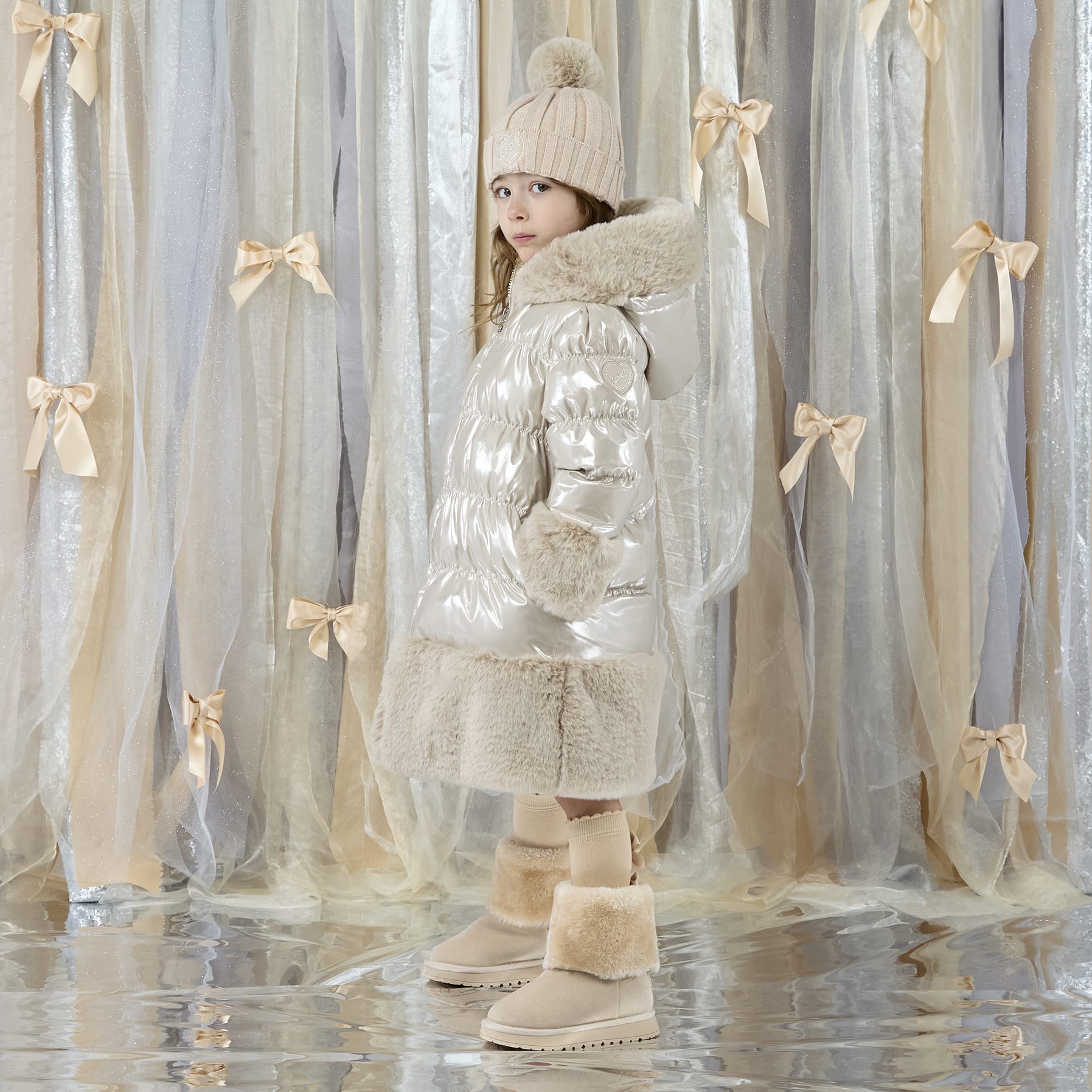 A DEE - Eau De A Dee Aurora Long Fur Trim Jacket - Stone Beige
