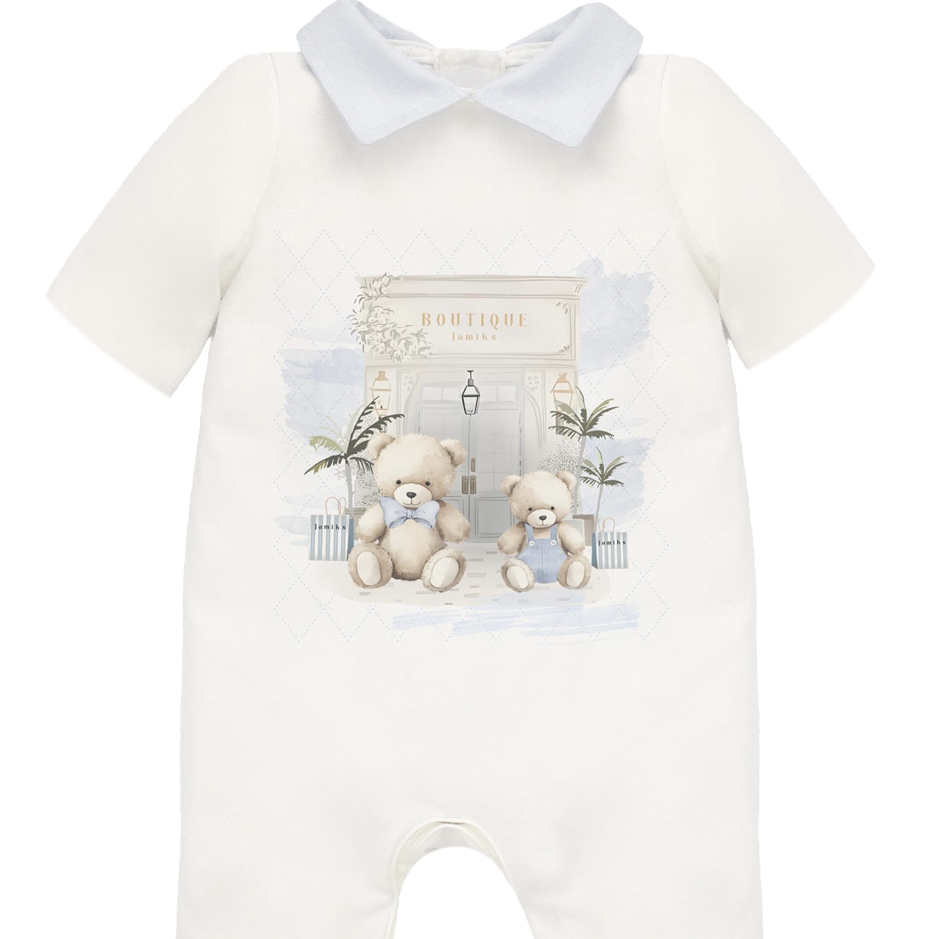 JAMIKS - Cotton Bubuva Bear Romper - Blue