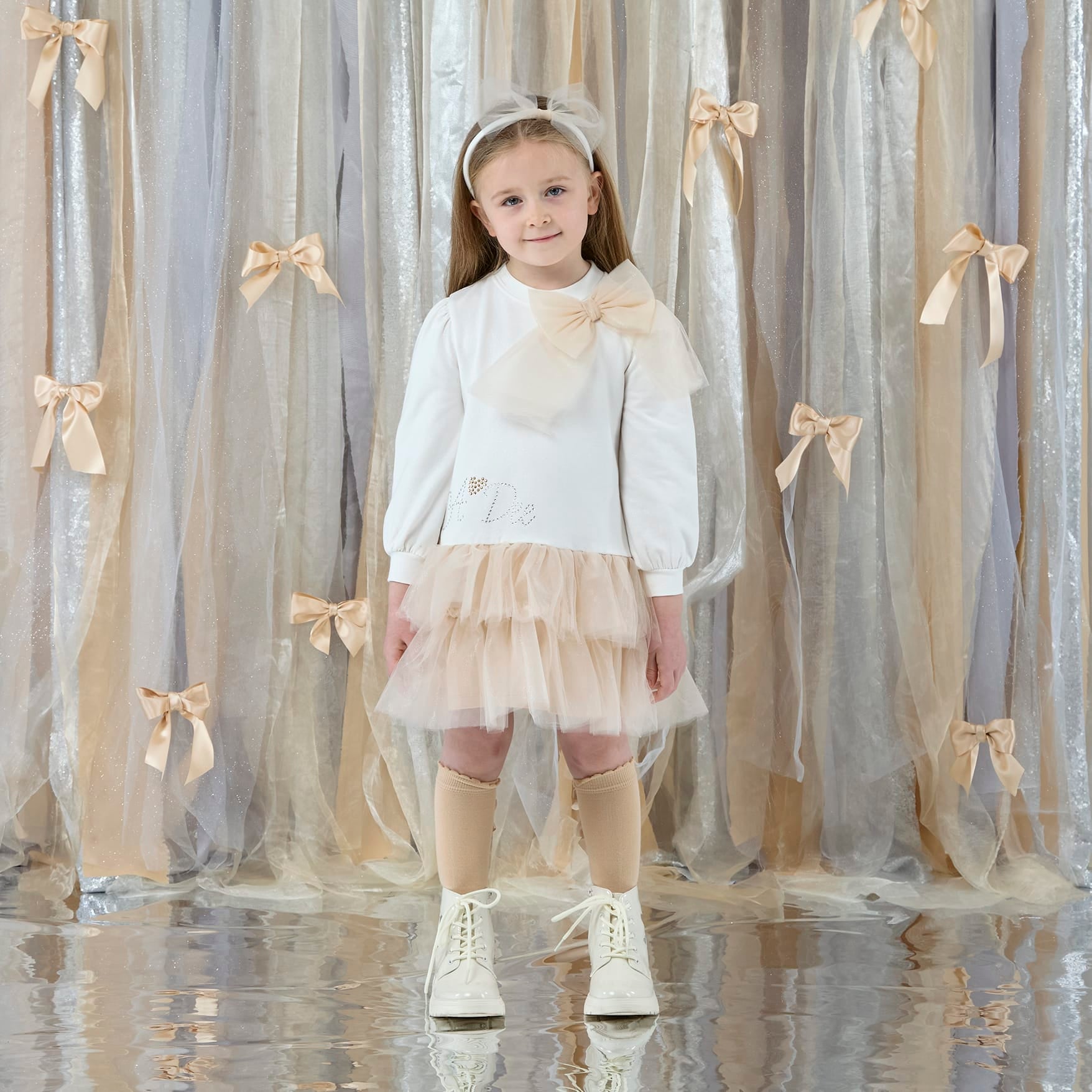 A DEE - Eau De A Dee Brandy Tulle Bow Dress - Snow White