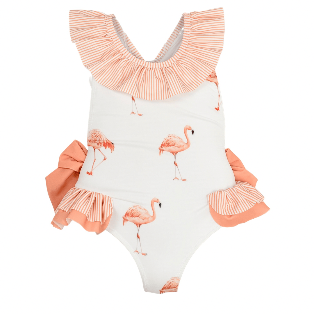 MEIA PATA -  Flamingos Print Barbados Swimsuit - Peach