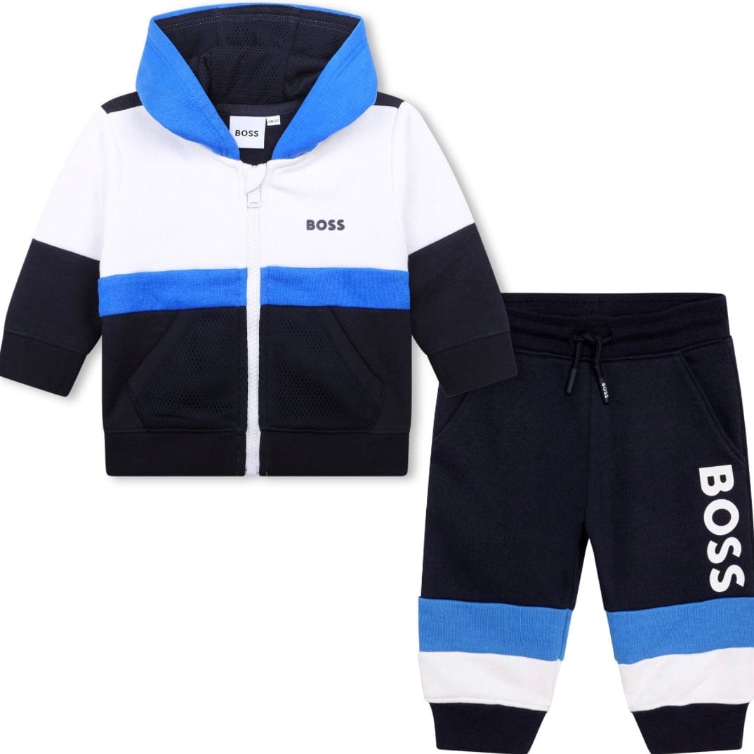 BOSS - Toddler Zip Hoodie Colour Block Tracksuit  -  Navy