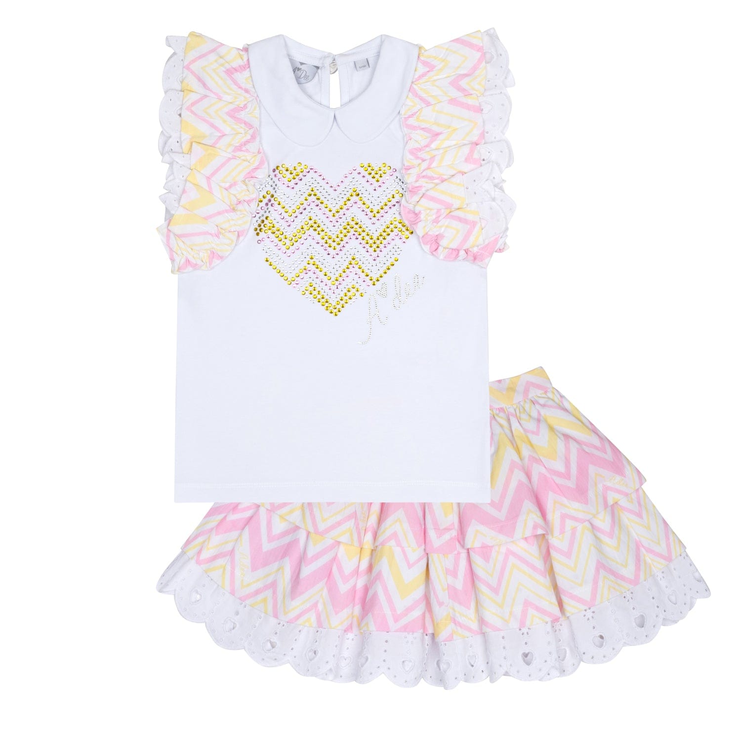 A DEE - Leanne Chic Chevron Skirt Set - White