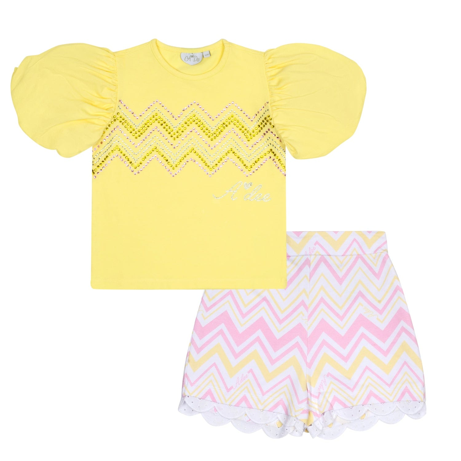 A DEE - Lia Chic Chevron Short Set - Lemon