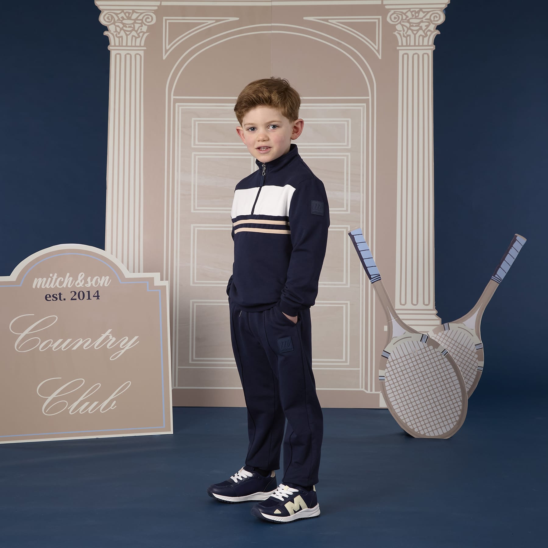 MITCH & SON - Classic Collection Samson - Quarter Zip Tracksuit - Navy