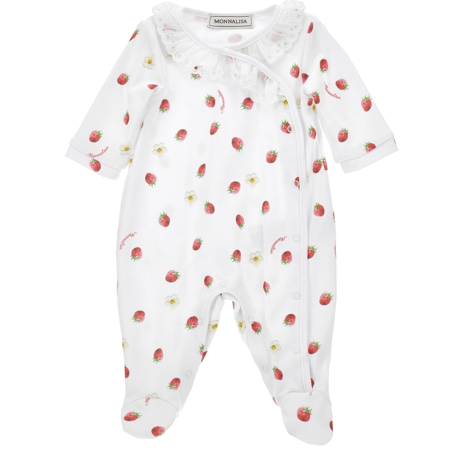MONNALISA - Strawberry Babygrow - White