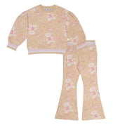 A DEE - Abstract Teddy Sienna Teddy Print Flare Tracksuit - Beige