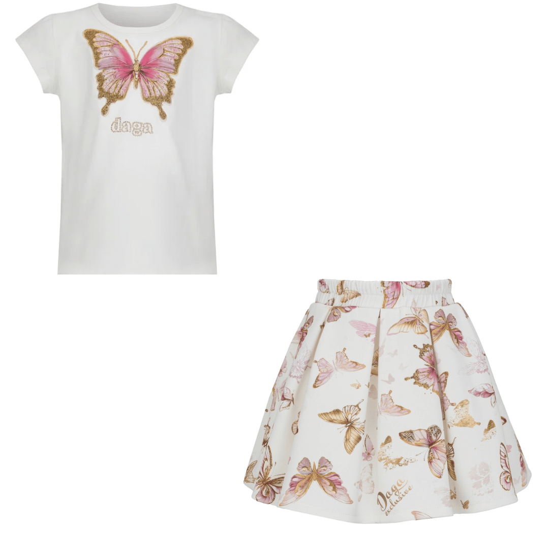 Daga - Twinkle Flight Skirt Set - White