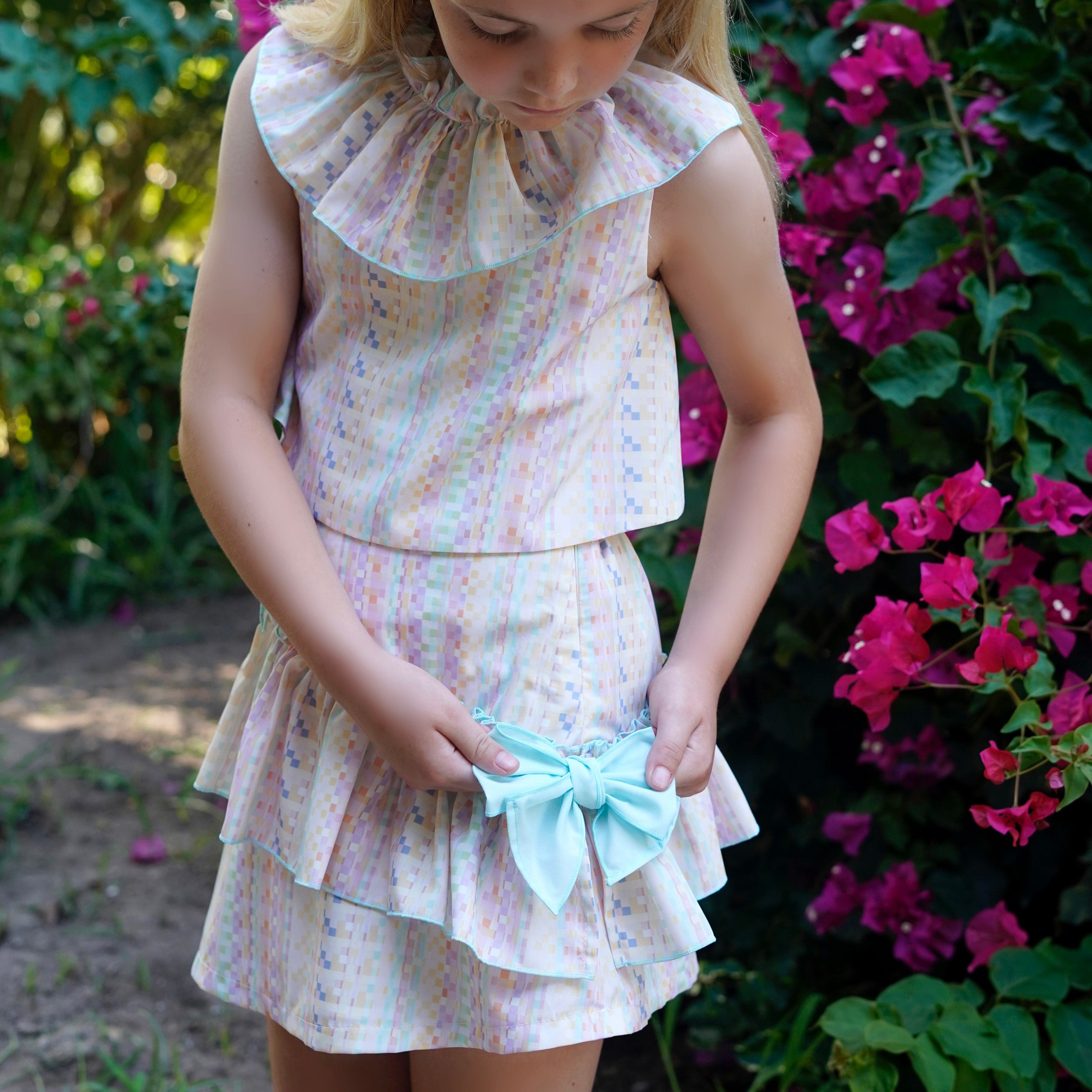 BABINE - Abstract  Skirt Set   - Mint