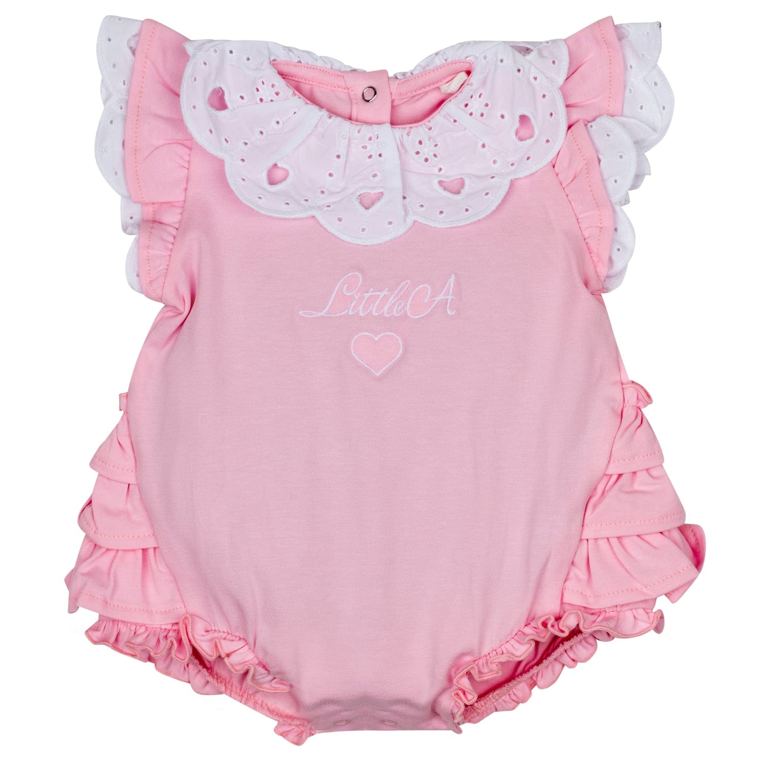 LITTLE A - Juli Pastel Hearts Frill Romper - Pink