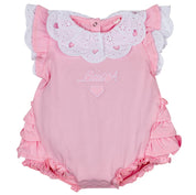 LITTLE A - Juli Pastel Hearts Frill Romper - Pink