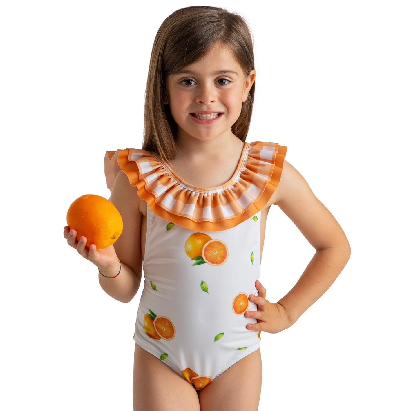 MEIA PATA -  Oranges Print Cancun Swimsuit - Orange