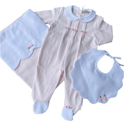 Piccola Speranza -Rose Bud Baby Layette Three Piece Set- Pink