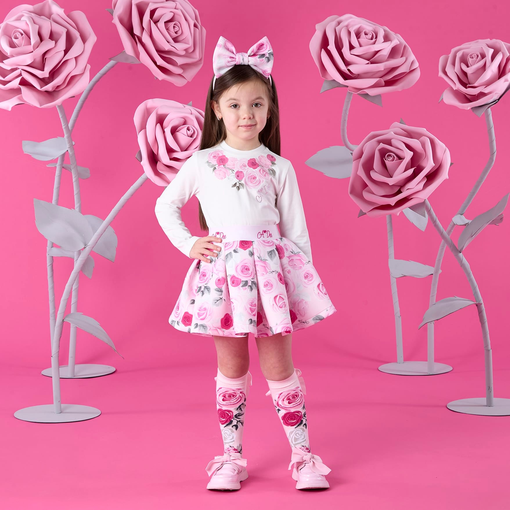 A DEE - Winter Bloom Ariella Rose Print Skirt Set - Snow White