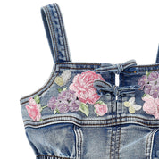 MONNALISA -  70's Denim Playsuit - Blue