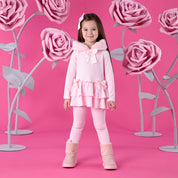 A DEE - Winter Bloom Alina Flare Fur Hood Legging Set - Pale Pink