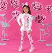 A DEE - Winter Bloom Ayla Rose Print Insert Legging Set - Snow White