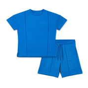 MITCH & SON - Harper JNR Drop Shoulder Pin Tuck Short Set - Bright Blue