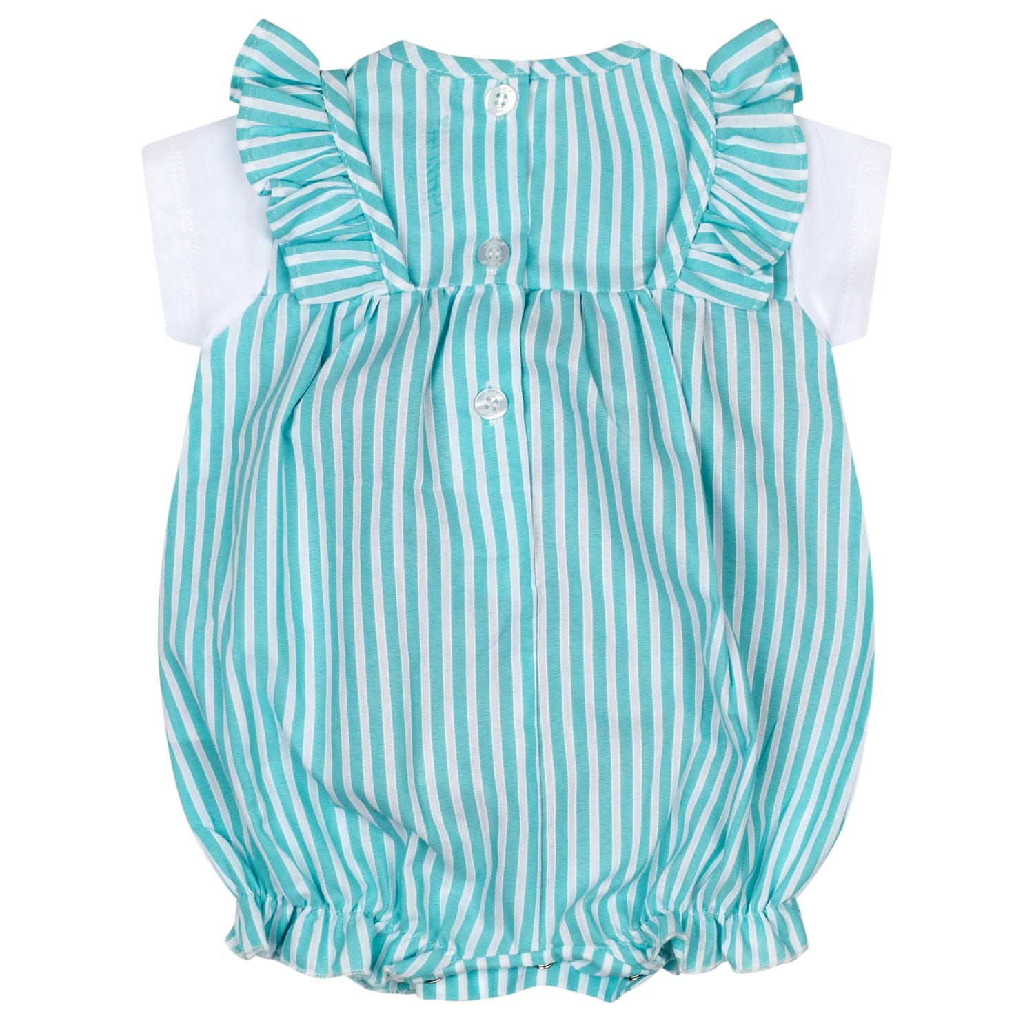 LITTLE A - Kendal Little Fish Seersucker Romper - Aruba Blue