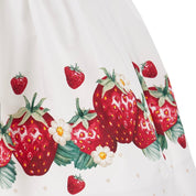 MONNALISA - Strawberry Poplin Dress - White