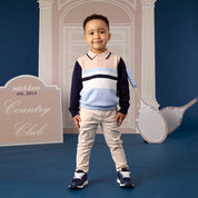 MITCH & SON - Classic Collection Sebastian & Silas - Knitted Polo & Twill Trouser  - Stone Beige