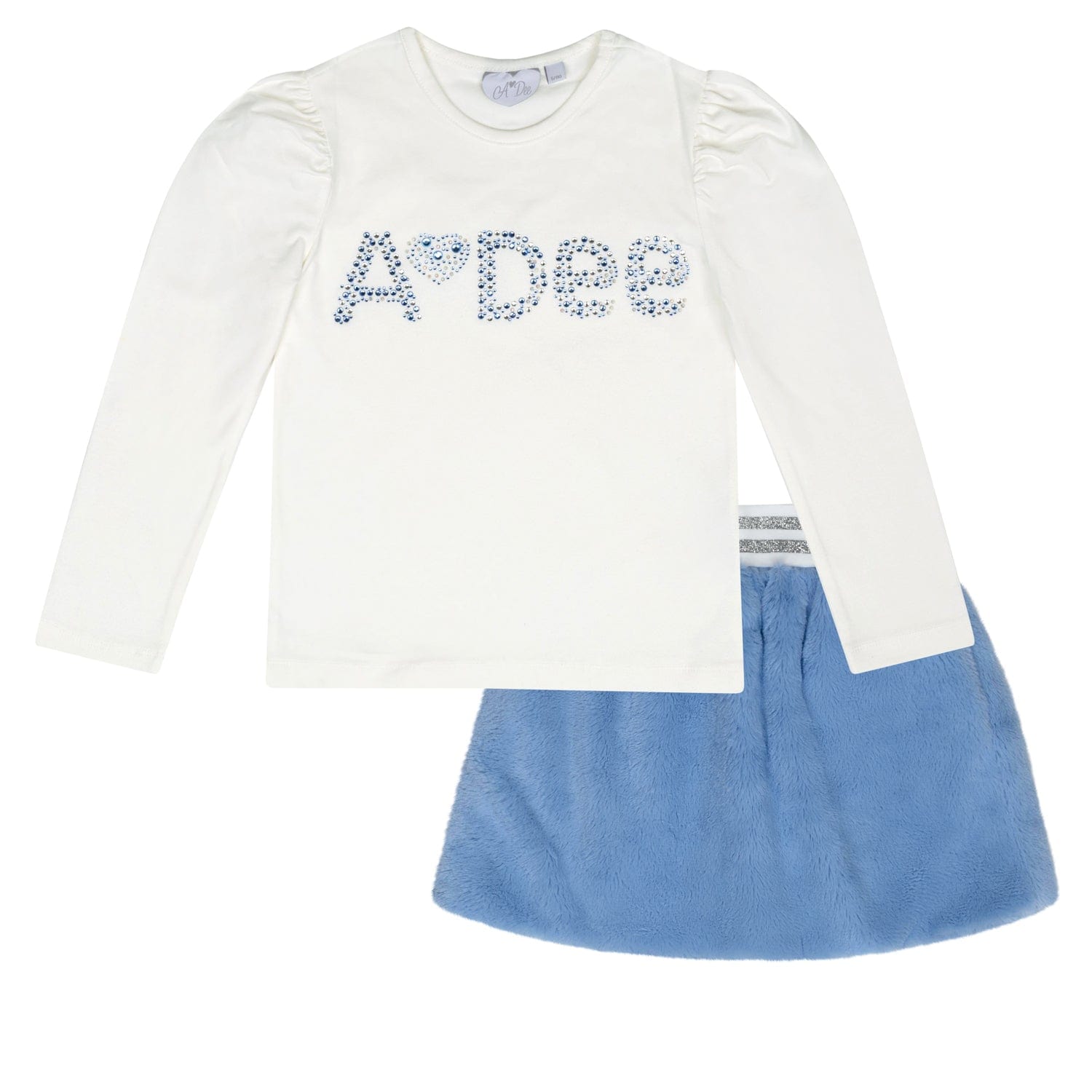 A DEE - A Dee On Ice Prinny Pheonix Faux Fur Skirt Set & Gilet - Iced Blue