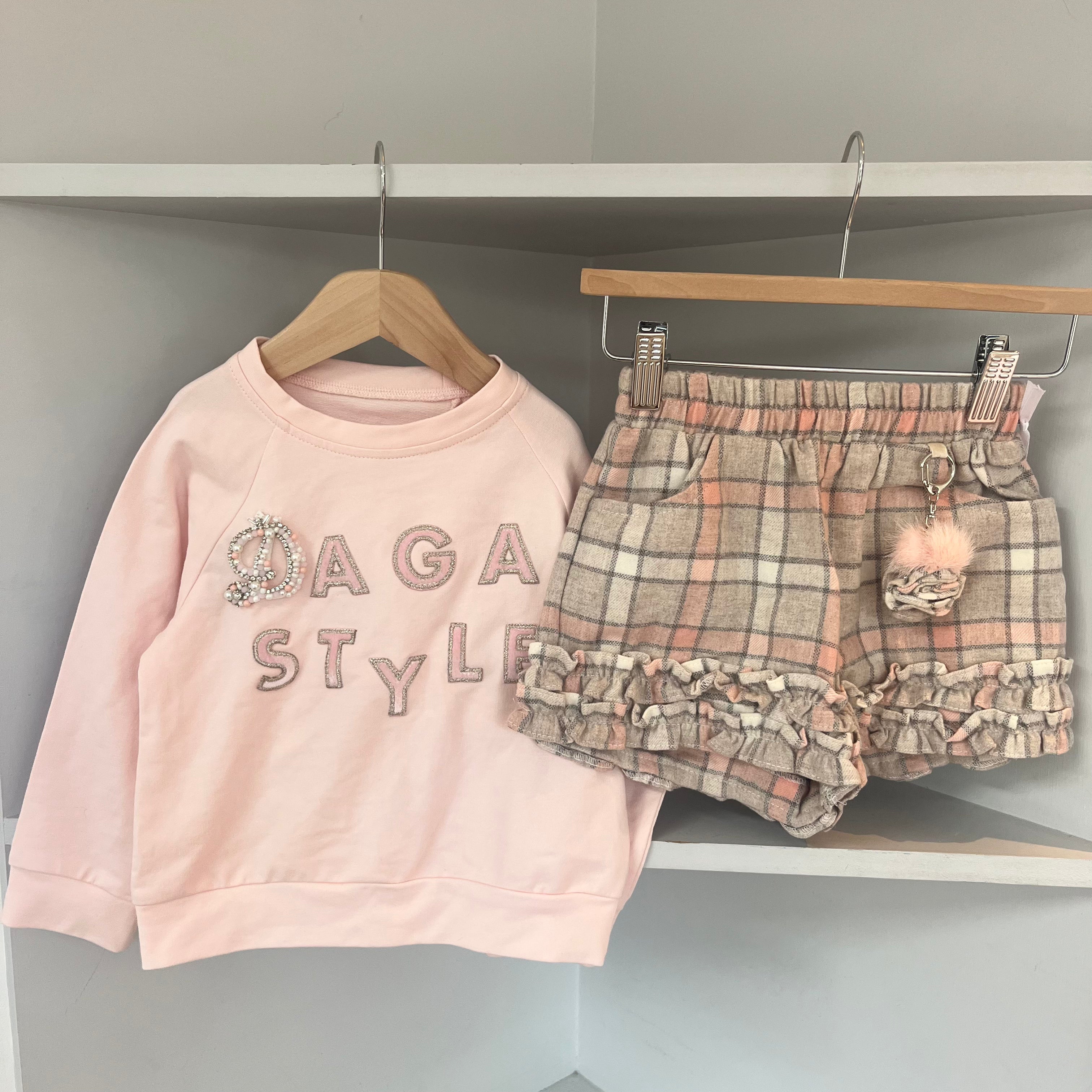 Daga - Check Two Piece Short Set - Pink
