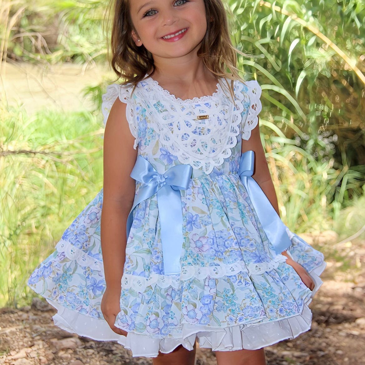 LA AMAPOLA - Sky Puffball Dress - Blue