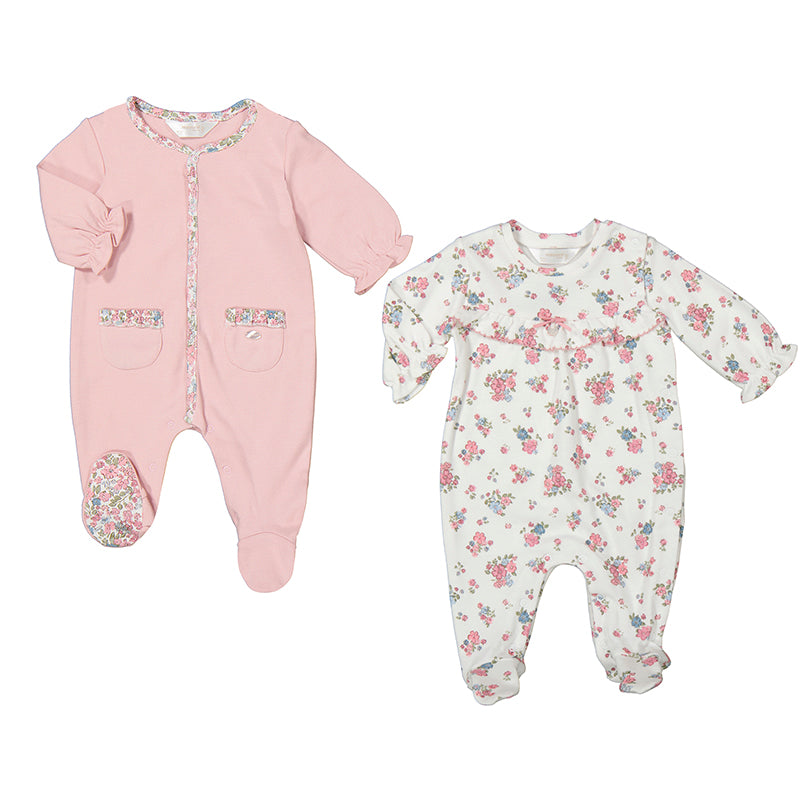 MAYORAL - Floral Babygrow Two Pack - Blush