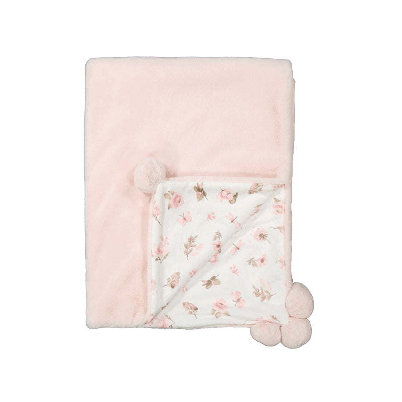 MAYORAL - Little Bird Floral Pom Pom Blanket - Pink