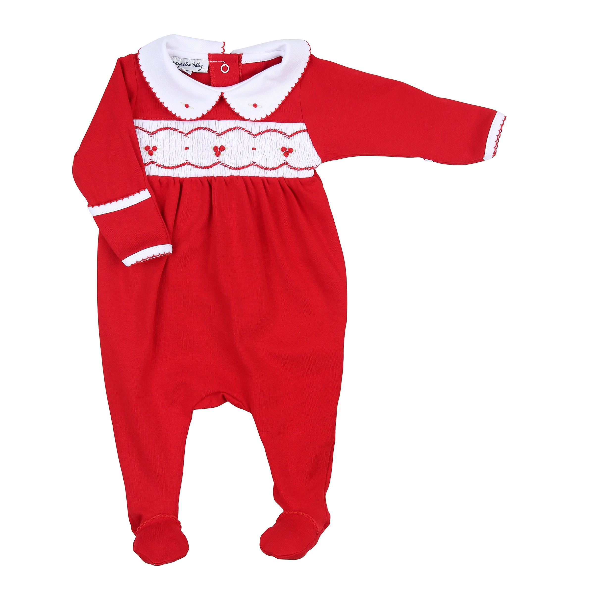 MAGNOLIA BABY - Cora & Cooper Smocked Three Piece Babygrow Set - Red