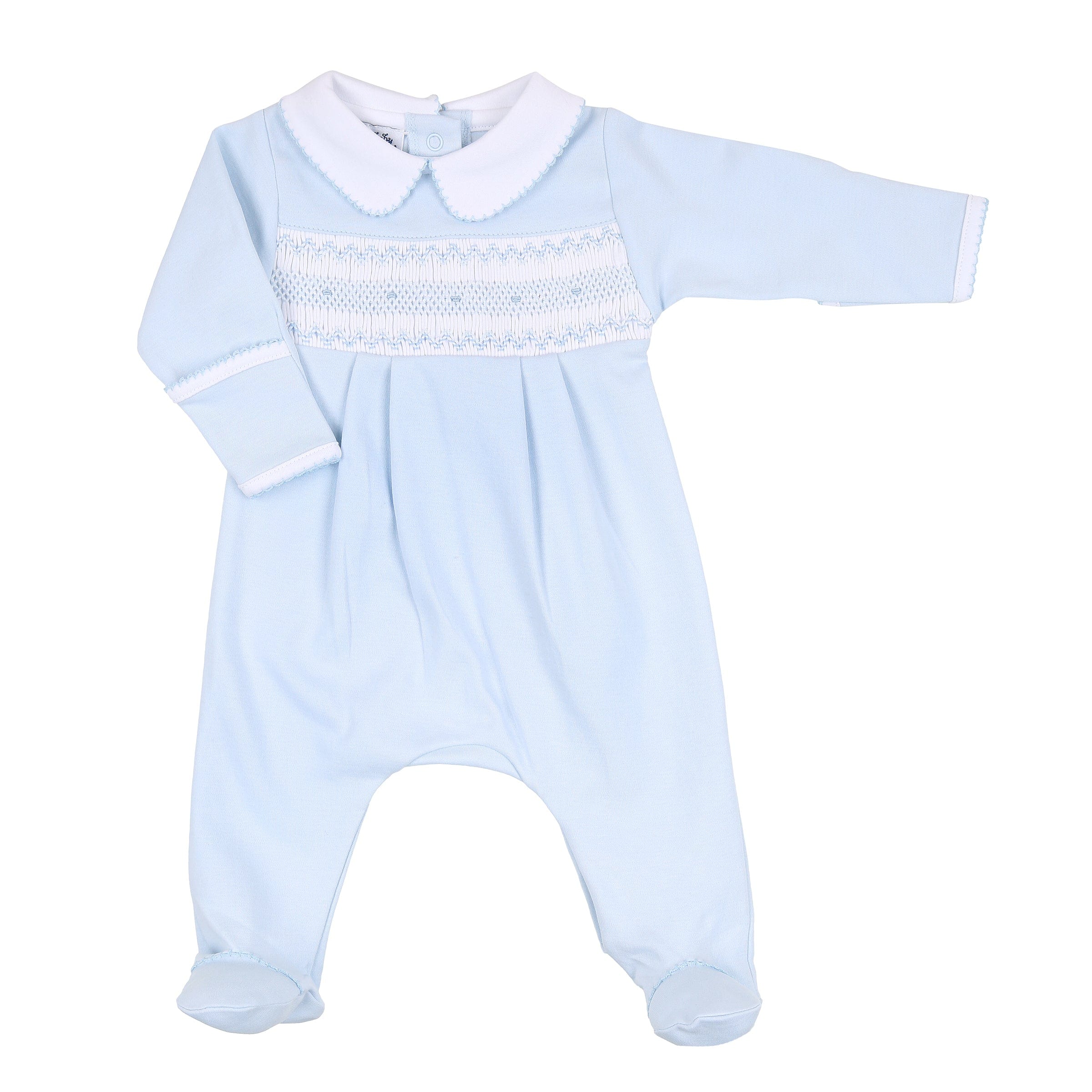 MAGNOLIA BABY - Kate & Luke Smocked Three Piece Babygrow Set - Blue